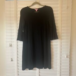 Lilly Pulitzer Mini Dress Black Bell Sleeves 3/4 Sleeves Small